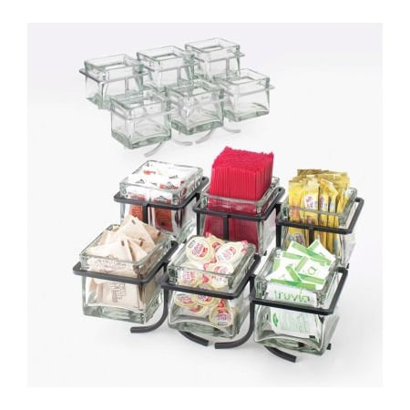 Cal-Mil Iron 6 Glass Jar Display 14"W x 9"D x 7"H Silver 1809-39